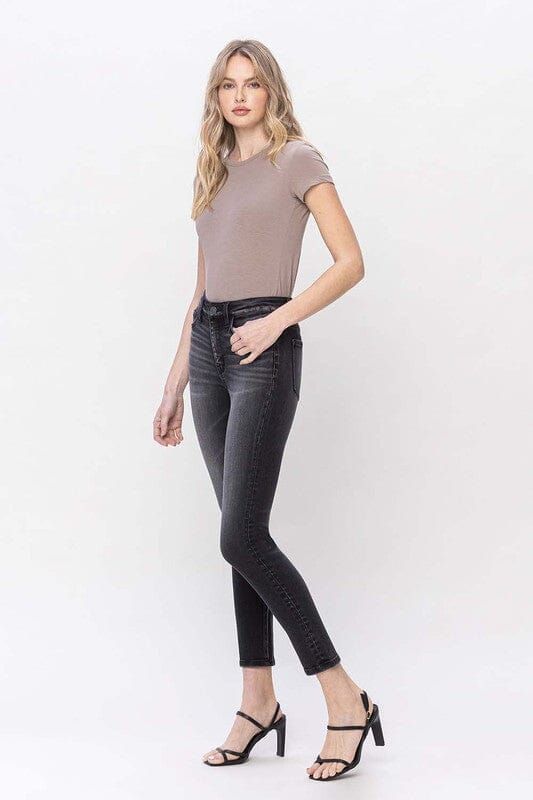 Step up your style with our High Rise Slim Straight Jeans. Crafted from comfortable stretch denim, these jeans feature a flattering high-rise waist and trendy distressed detailing. With a cropped length and a slim straight fit, they offer a versatile and timeless look that's perfect for any occasion.Model is 5' 9'' wearing size 26 Style: Casual Print / Pattern: Light Stone Washed Silhouette: Straight Jean Fit: Relaxed Embellishment: Distressed Detail Neck Line: NA Sleeve: NA Length: Cropped Clos High Rise Distressed Bottoms For Everyday, Everyday High Rise Distressed Bottoms, Everyday Distressed Mid-rise Bottoms, Distressed Mid-rise Bottoms For Everyday, Mid-rise Distressed Bottoms For Everyday, Everyday Mid-rise Distressed Bottoms, Distressed Stretch Bottoms For Everyday, Everyday Stretch Distressed Bottoms, Stretch Distressed Bottoms For Everyday