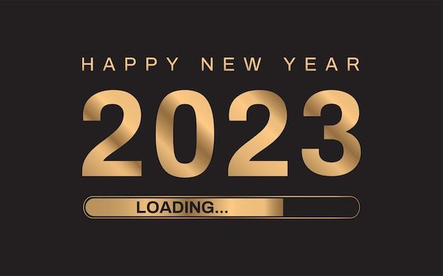 a happy new year greeting card with the number twenty and loading date in gold on a black background