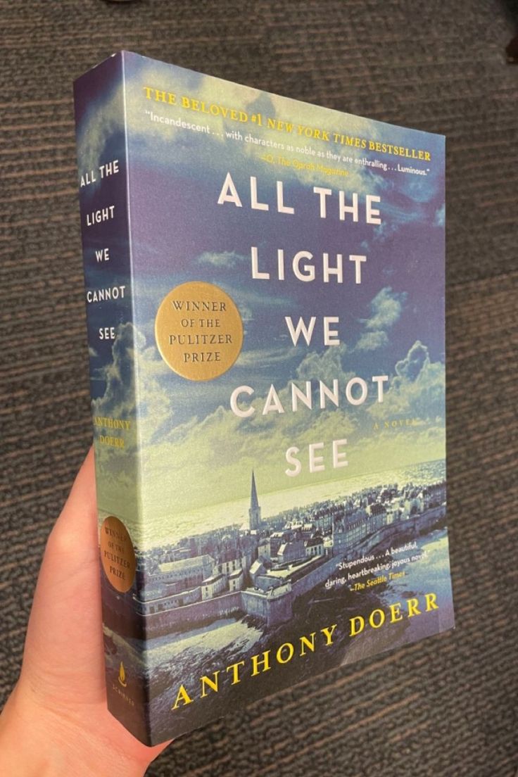 a person holding up a book about the light we cannot see in front of them