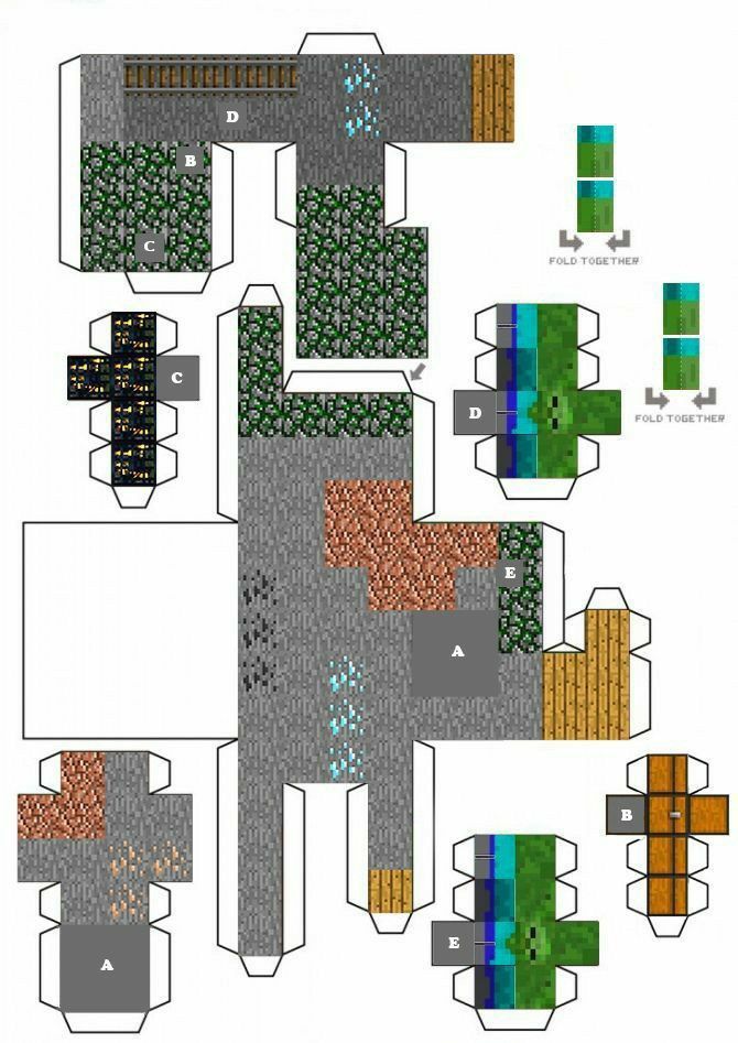 an image of a paper model of a house with different colors and patterns on it