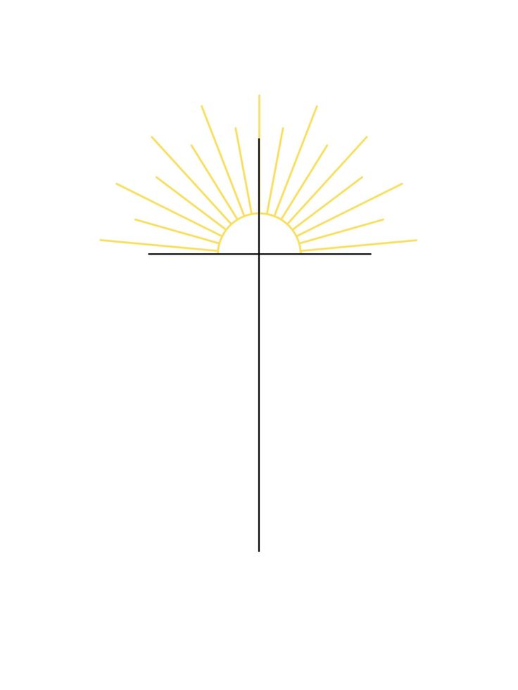 A dainty cross with a yellow half sun at the top. Still I Rise Tattoo With Cross, Biblical Sun Tattoo, Cross And Sun Rays Tattoo, Cross Crown Tattoo, Christian Sun Tattoo, Sun Rise Tattoo Design, Cross And Sun Tattoo, Be The Light Tattoo Ideas, Cross With Sun Rays Tattoo