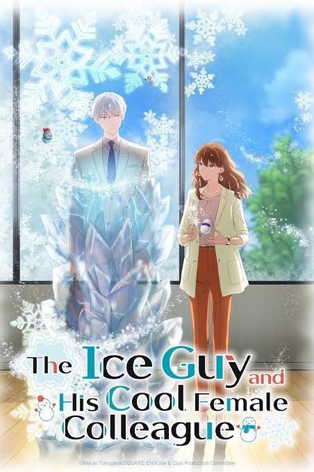 the ice guy and his cool female colleague is in front of a window with snowflakes