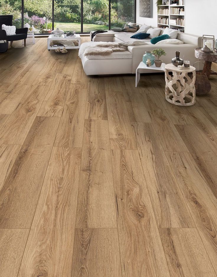 Noble - Vanilla Oak Laminate Flooring Oak Floor Living Room, Brown Laminate Flooring, Natural Oak Flooring, Rooms Decoration, Brown Laminate, Solid Oak Floors, Living Room Wood Floor, Oak Laminate Flooring, Wood Tile Floors