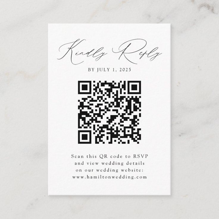 Modern Black Script QR Code RSVP Enclosure Card  Zazzle Wedding Envelope Box, Cards Display, Rsvp Online, Wedding Rsvp Cards, Practical Wedding, Wedding Enclosure Cards, Card Box Wedding, Wedding Envelopes, Rsvp Wedding Cards