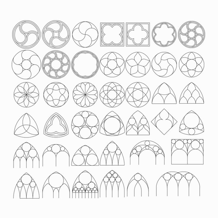 a set of different shapes and sizes for the design of an arch, window or door