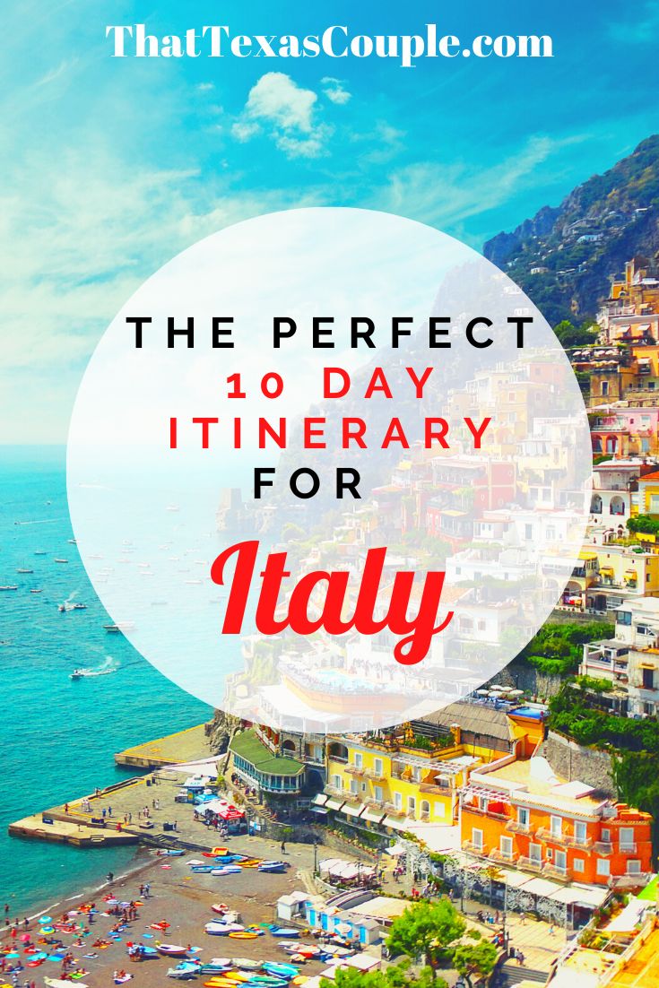 the beach with text that reads, the perfect 10 day itinerary for italy