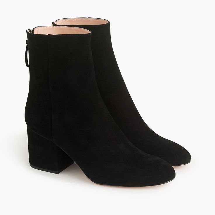 J.Crew: Sadie Ankle Boots In Suede Black Suede Ankle Boots, The Duchess, Lace Up Heels, Suede Ankle Boots, Meghan Markle, Boots Outfit, Heeled Ankle Boots, High Heel Boots, Black Ankle Boots