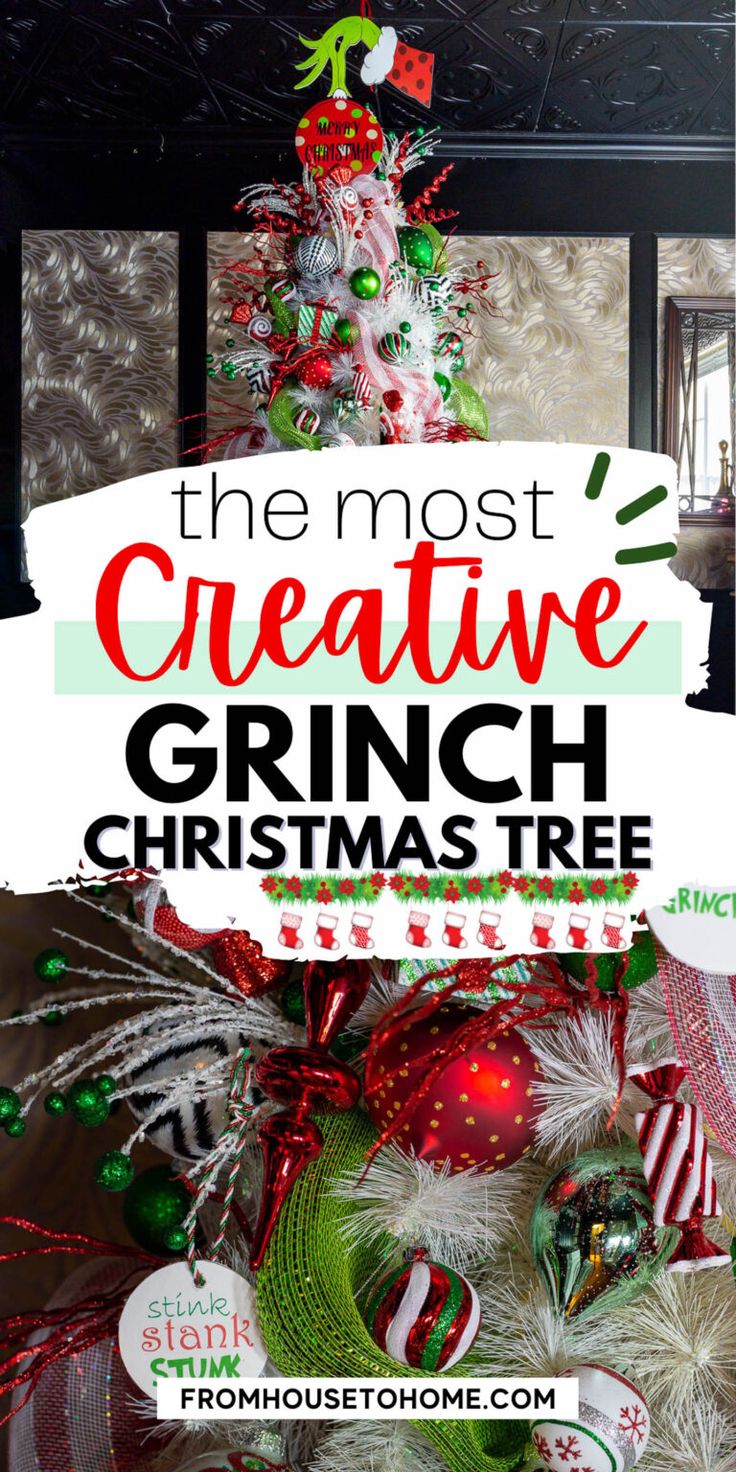 Grinch Christmas Tree Ideas Grinch Christmas Tree Ribbon, Using Tulle On Christmas Tree, White Grinch Christmas Tree Ideas, Decorated Grinch Christmas Tree, The Grinch Christmas Decorations Diy Wreaths & Garlands, Grinch Christmas Tree Decor Ideas, Easy Grinch Christmas Tree, Classy Grinch Tree, Decorated Grinch Tree