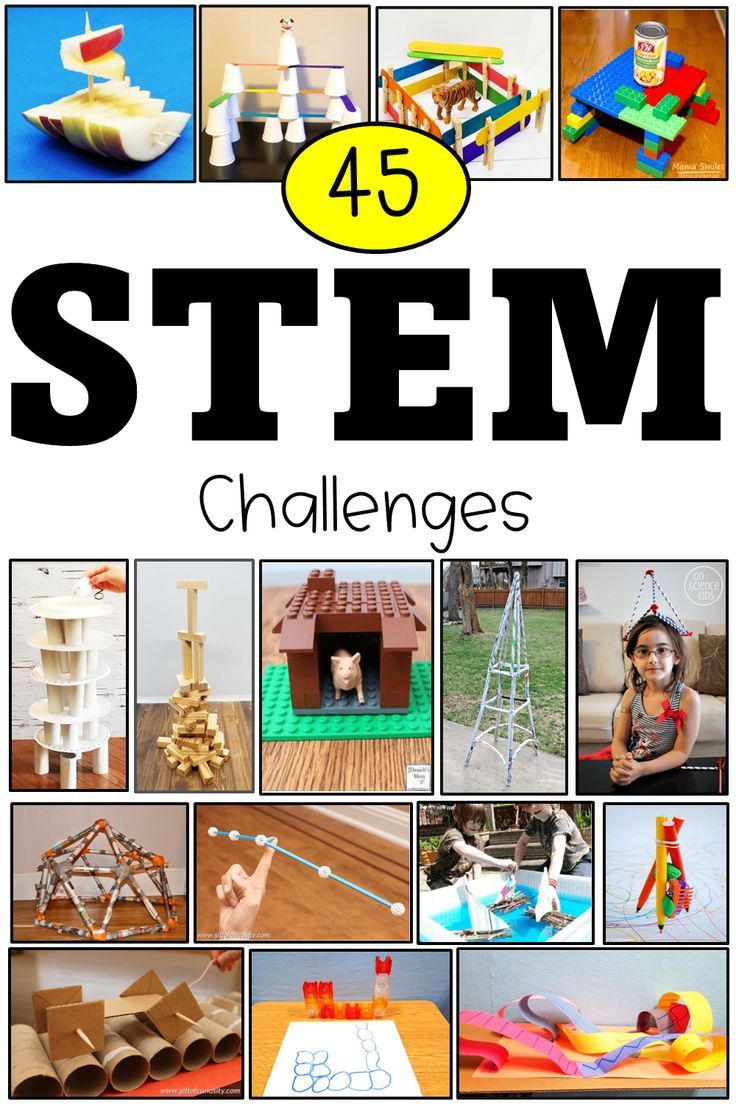 There are 16 pictures in the pin.  Each shows a different STEAM challenge including building with plastic blocks, tower building with newspapers and blocks, roller coasters from construction paper, animal homes from popsicle sticks, apple boats, and using paper towel rolls to build. Steam Activities Elementary, Stem Activities For Kids, Elementary Stem Activities, Steam Challenges, Steam Ideas, Stem Elementary, Teaching Stem, Stem Resources, Stem Careers