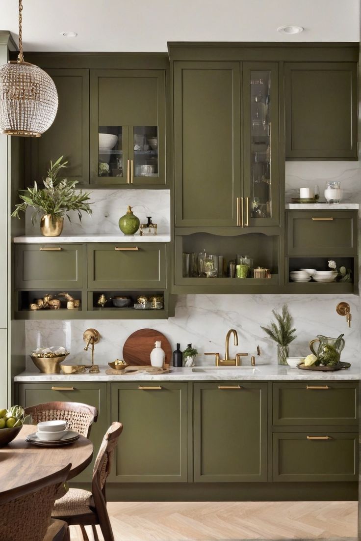 1. Home decor
2. Kitchen accessories
3. Olive green cabinets
4. Interior design Olive Green Countertops, Modern Vintage Interior Design Kitchen, Olive Green Cupboards, Decorating With Olive Green, Green Olive Kitchen, Olive Green Cabinets Kitchen, Olive Kitchen Cabinets, Kitchen Aesthetic Green, Green Kitchen Wallpaper