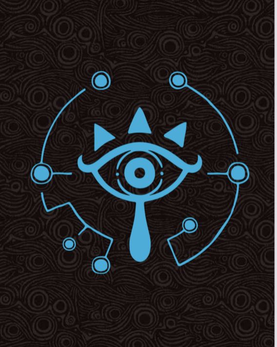 the legend of zelda's eye is shown in this blue and black poster