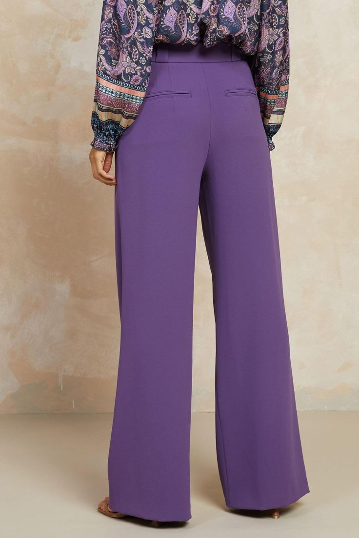 Tailored wide pants with a full length, available in smoky purple color. Pair with our smoky purple single button jacket (Style #2220014) for the complete polished look! Purple Full Length Formal Bottoms, Purple Formal Full-length Bottoms, Formal Full-length Purple Bottoms, Full Length Purple Formal Bottoms, Elegant Purple Pants For Work, Elegant Purple Pants, Purple Full Length Wide Leg Pants With Pockets, Chic Purple Long Pants, Elegant Full-length Purple Bottoms