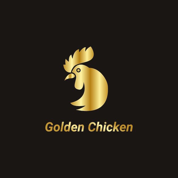 golden chicken logo on black background