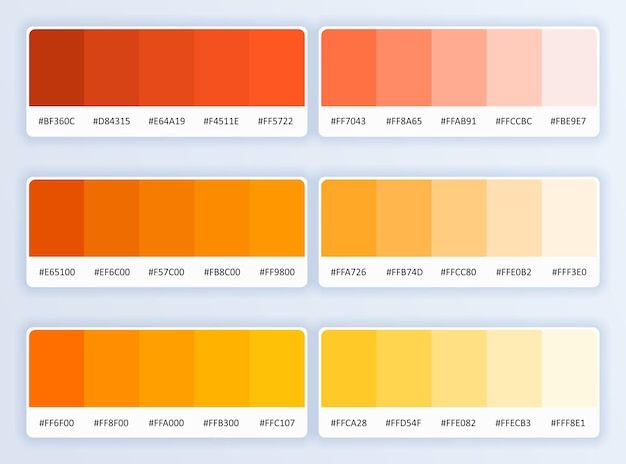 the different shades of orange and yellow are shown in this graphic style, with each color being