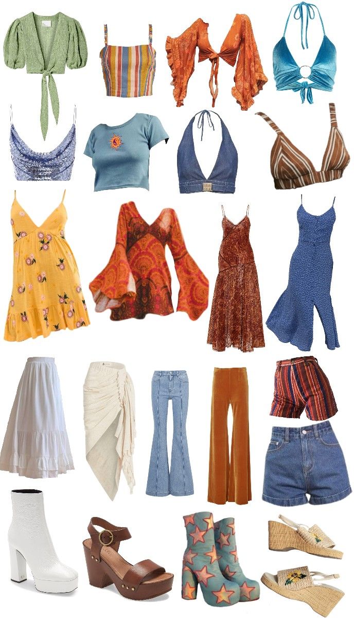 70s Mama Mia Outfits, Y2k Hippy Outfits, Chapelle Roan Outfit Ideas, Mamma Mia Clothes Aesthetic, 70s Mamma Mia Outfits, Miami Clothes Outfit Ideas, Momma Mia Inspired Outfits, That 70s Show Outfits Laurie, 70s Aesthetic Style