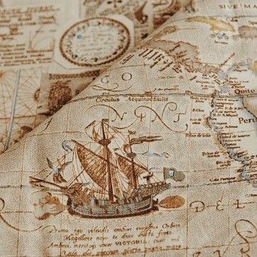 an old world map with ships on it