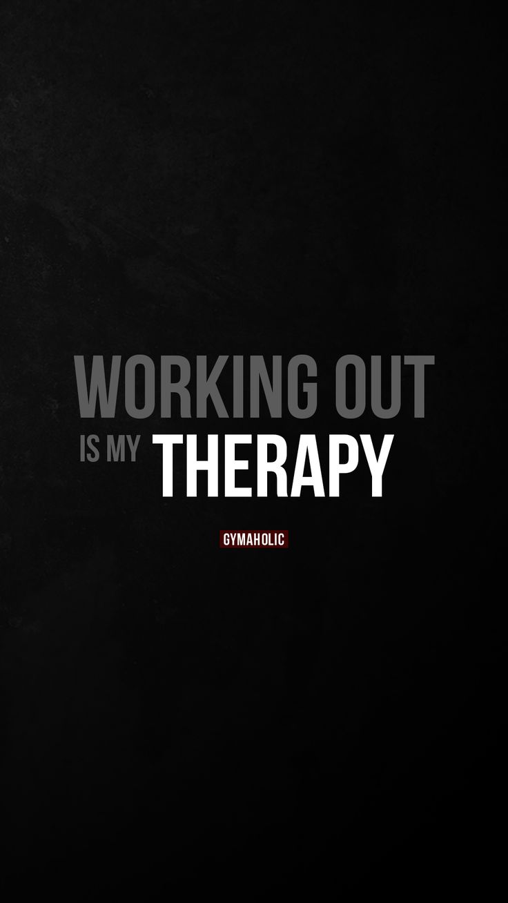 the words working out is my therapy on a black background