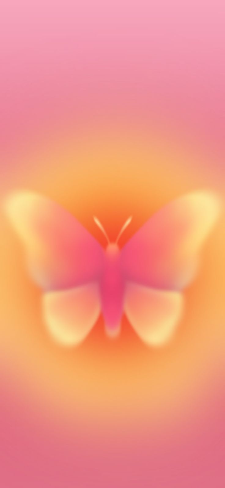 an abstract image of a butterfly in pink and orange colors, with the background blurry