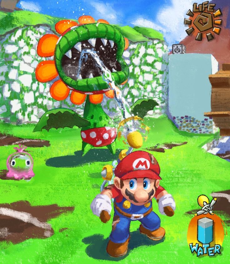 an image of mario kart running through the grass with other characters in the background