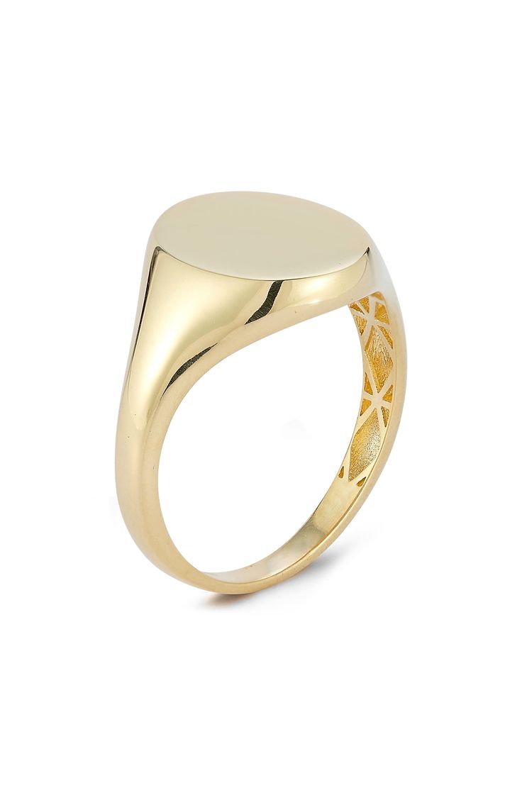 A circle-shaped center draws the eye to a polished signet ring that's shaped from warm 14-karat gold. 14k gold Made in Turkey Printable Ring Sizer, Ring Sizer, Minimalist Rings, Men's Rings, Signet Ring, Sale Items, Jewelry Watches, Nordstrom, Ring Size