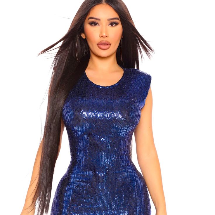 New Blue Party Dress From Fashion Nova!! Blue Bodycon Dress For Parties, Blue Bodycon Party Dress, Sleeveless Royal Blue Bodycon Dress For Night Out, Royal Blue Sleeveless Bodycon Dress For Night Out, Royal Blue Bodycon Dress For Evening, Blue Mini Length Sequin Dress For Summer, Blue Mini Sequin Dress For Summer, Blue Summer Party Midi Dress, Blue Sequin Bodycon Dress