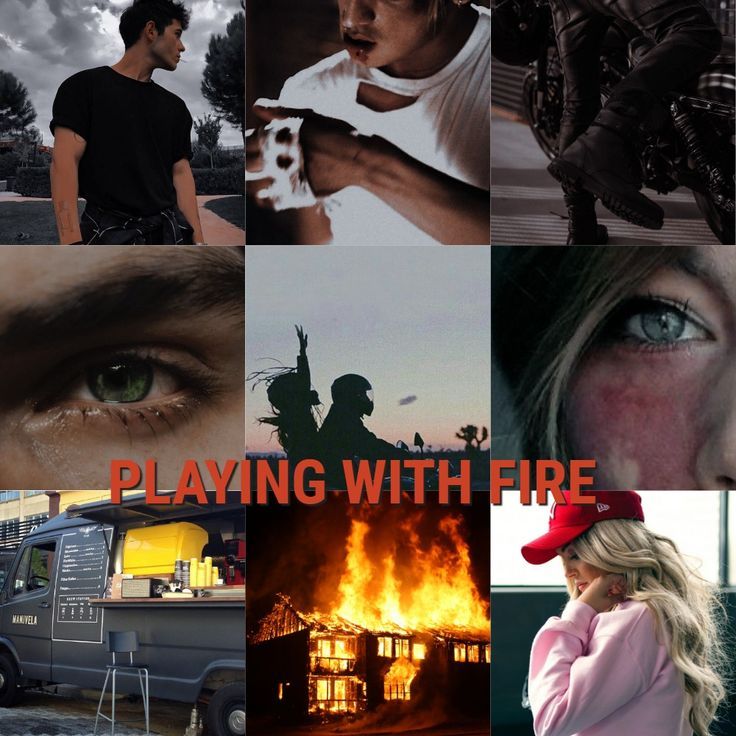 a collage of photos with the words playing with fire