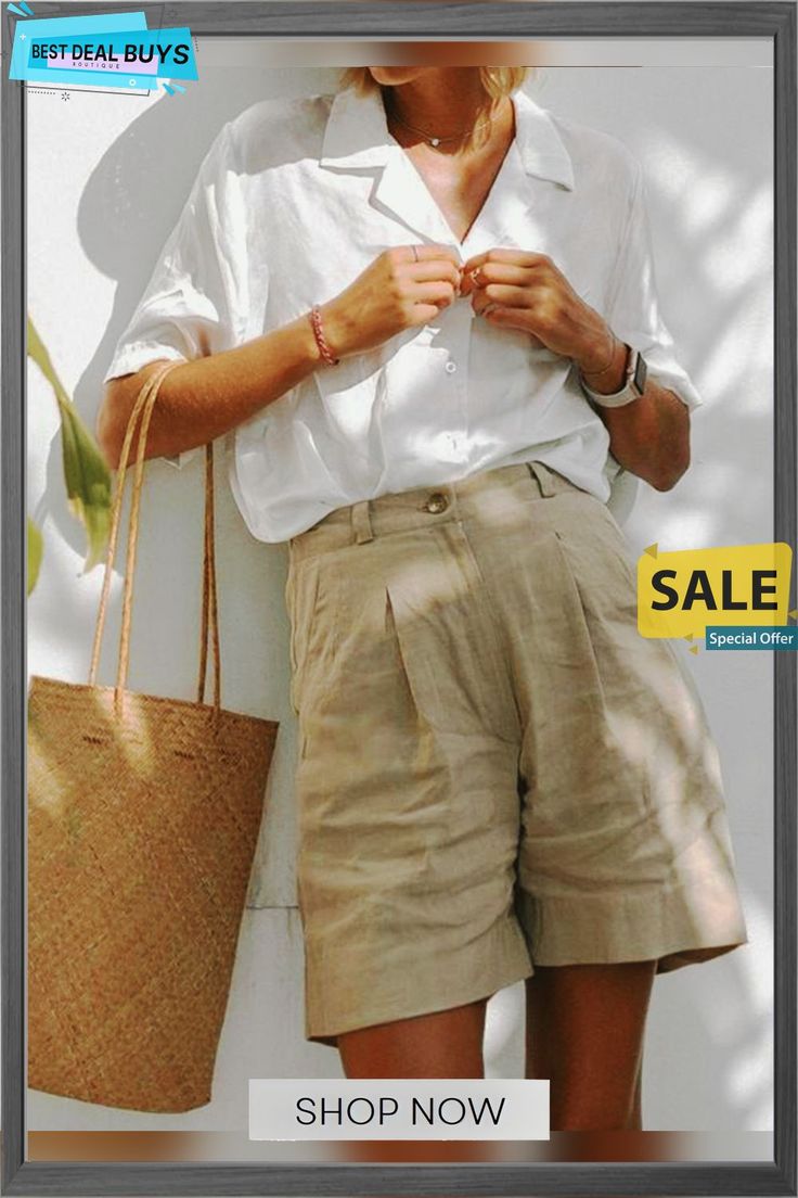 Summer Casual Womens Shorts Shorts Summer Relaxed Fit Wide Leg Shorts, Summer Wide Leg Shorts For Day Out, Summer Wide Leg Shorts, Trendy Beige Shorts For Beach Season, Chic Wide Leg Bermuda Shorts For Summer, Beige Shorts With Pockets For Beach Season, Chic Beige Bermuda Shorts For Summer, Wide Leg Summer Shorts With Pockets, Beach Shorts With Pockets For Day Out