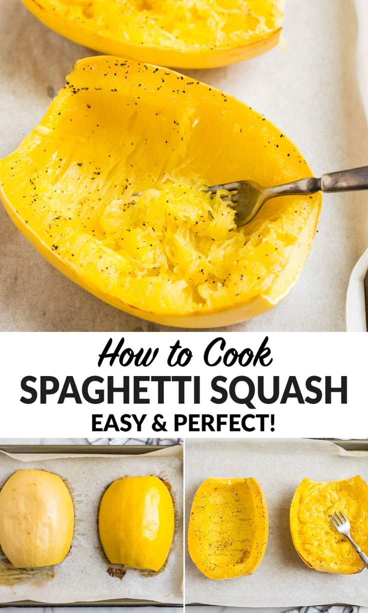 how to cook spaghetti squash in the oven and then cut into halves with a fork