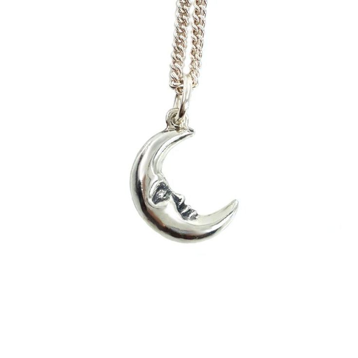 Tiny Moon Necklace Everyday Moon Charm Necklaces, Everyday Crescent Moon Charm Necklaces, Everyday Moon Charm Necklace, Sterling Silver Crescent Necklace With Charms, Spiritual Crescent Moon Charm Necklaces, Spiritual Crescent Moon Charm Necklace, Everyday Half Moon Phase Necklace, Sterling Silver Moon-shaped Charms Necklaces, Silver Crescent Charm Necklace For Everyday Wear