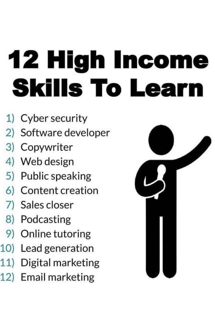 a poster with the words 12 high income skills to learn