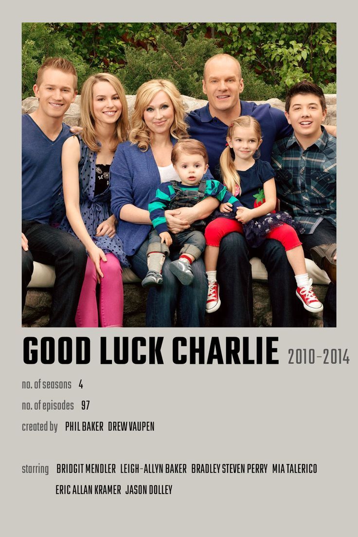 a family photo with the words good luck charlie 2010 on it's back cover