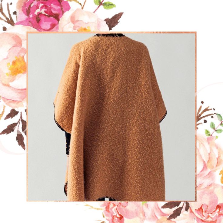 Elevate your wardrobe with our versatile poncho-style open front knit kimono. Designed with kimono sleeves, front pockets, and side slits for added style and functionality. Perfect layering piece for the seasons ahead! Available in one size and made from 100% polyester for a comfortable and lightweight feel. Oversized Cape For Layering, Chic Oversized Cape With Batwing Sleeve, One Size Cape Outerwear For Layering, Oversized Outerwear With Kimono Sleeves For Loungewear, Oversized Brown Poncho Cape, Fall Loungewear Outerwear With Batwing Sleeves, Oversized Brown Poncho For Spring, Oversized Cape Cardigan For Spring, Oversized Cape Cardigan For Fall