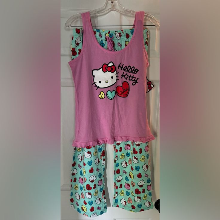 The Pajamas Are Adorable Nwt. They Are A Girls Size L (12), Two Piece Set. Kawaii Multicolor Sleepwear For Sleepover, Multicolor Kawaii Sleepwear For Sleepovers, Playful Hello Kitty Print Sleepwear For Pajama Party, Kawaii Hello Kitty Print Sleepwear For Loungewear, Cute Hello Kitty Print Sleepwear For Bedtime, Kawaii Hello Kitty Sleepwear For Loungewear, Cute Hello Kitty Sleepwear For Bedtime, Kawaii Pink Sleepwear For Bedtime, Cute Hello Kitty Print Sleepwear