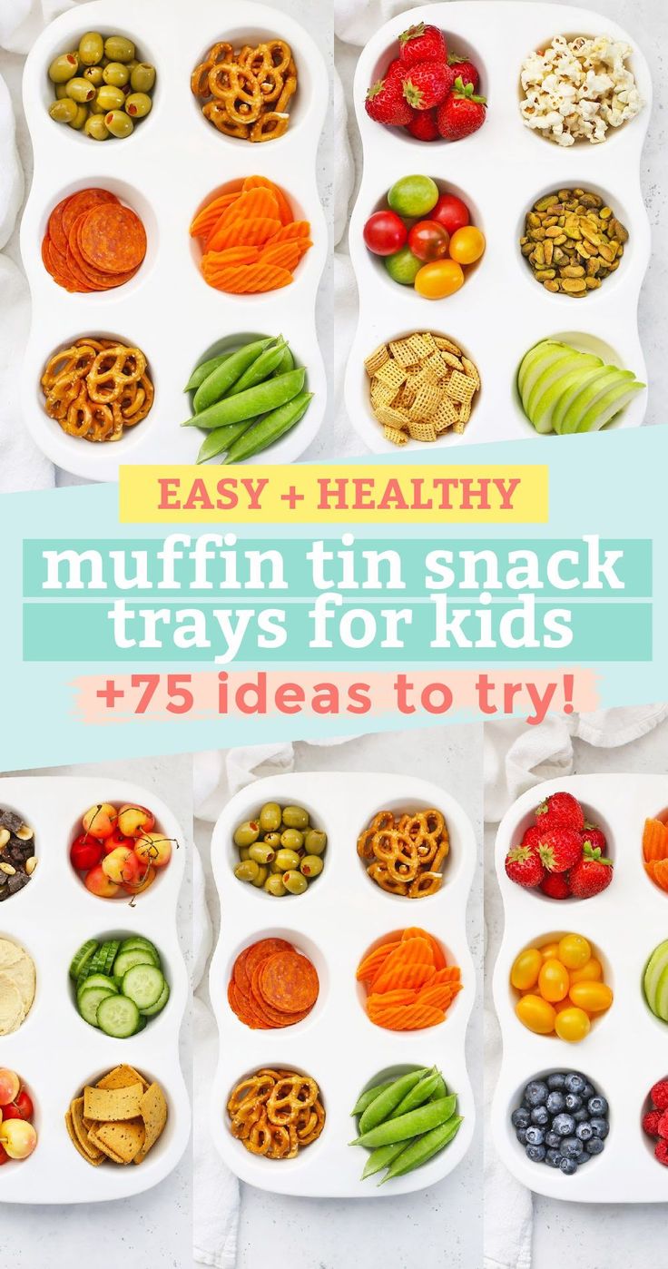 an assortment of muffin tin snack trays for kids