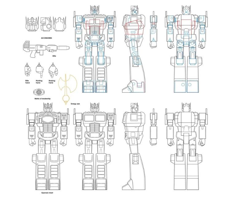 some drawings of different types of robots