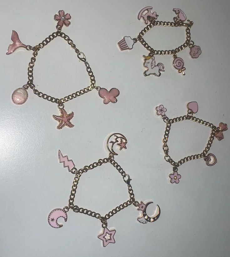 Cute little charm bracelets for your little one ✨ Cute Charm Bracelet With Dangling Charms As Gift, Pink Personalized Metal Bracelets, Personalized Pink Metal Bracelets, Handmade Pink Adjustable Charms, Pink Dangling Charms For Friendship, Handmade Adjustable Pink Charms, Pink Metal Beaded Bracelets With Charms, Trendy Pink Beaded Bracelets With Charms, Pink Metal Beaded Bracelet With Charms