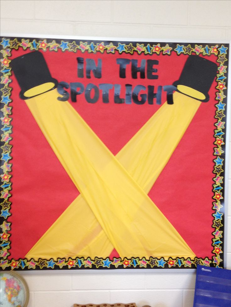 an image of a bulletin board with the words in the spotlight written on it,