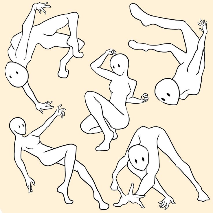 an image of people doing different poses in black and white outlines on a beige background