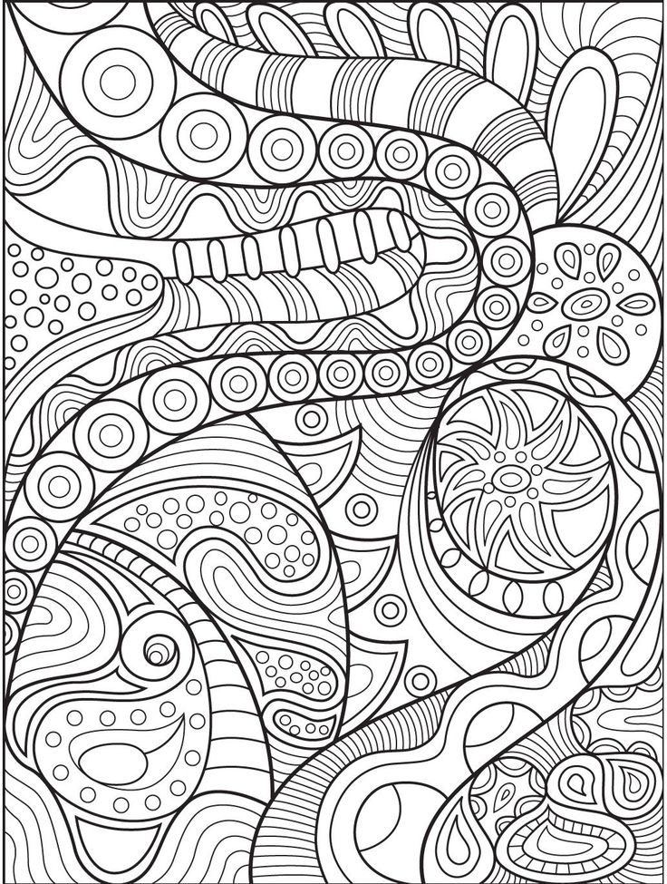 an abstract coloring page with black and white lines