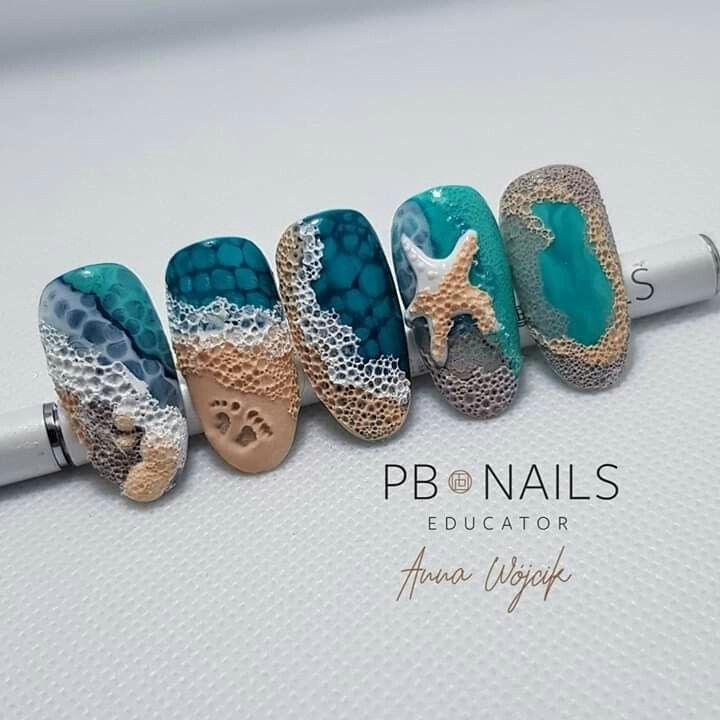 Sea Nail Art Summer, Under The Sea Nails, Sea Nail Art, Summer Nails Coffin, Best Summer Nails, Summer Nails Designs, Boring Nails, Nailart Tutorial, Bubble Nails