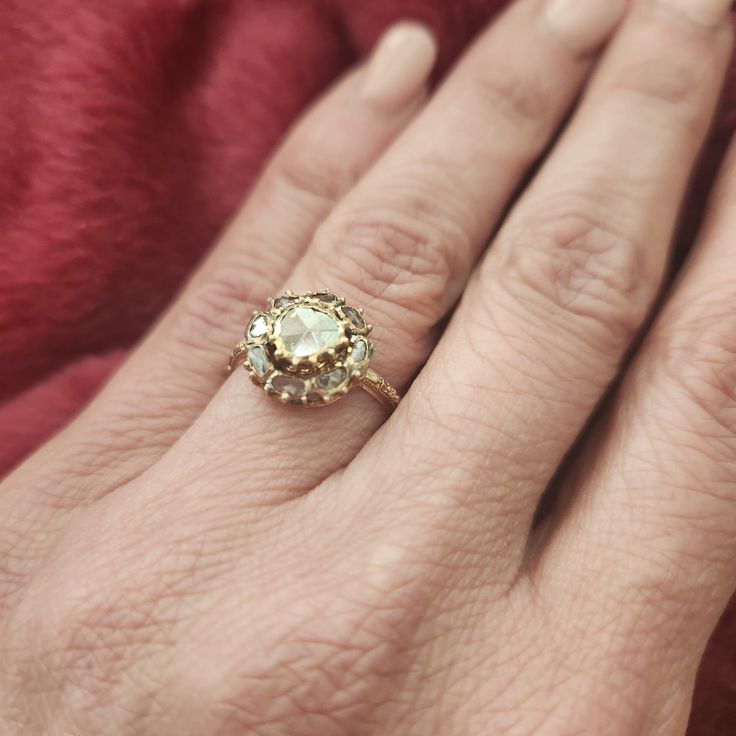 *Discounted For Christmas!* Perfect For A Truly Unique Christmas Gift. Exquisitely Mounted Rose Cut Diamonds On Rose Gold And Delicately Engraved Band With Authentic Stamp, Bristol (England). Dated Early To Mid 1800's. Around A Size 4/5. Heirloom Rose Cut Diamonds For Wedding Proposal, Elegant Proposal Ring With Rose Cut Diamonds, Luxury Rose Cut Diamond Rings For Proposal, Heirloom Diamond Halo Ring Gift, Heirloom Halo Ring With Rose Cut Diamonds For Wedding, Round Cluster Ring With Rose Cut Diamonds For Proposal, Proposal Cluster Ring With Rose Cut Diamonds, Luxury Moissanite Ring With Rose Cut Diamonds, Luxury Diamond Cut Halo Ring For Gift