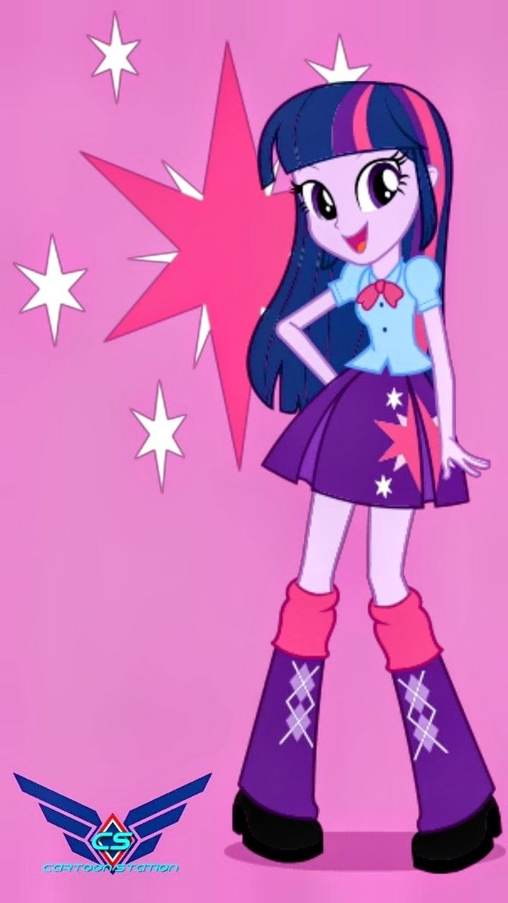 a girl with long hair and boots standing in front of a pink background, stars