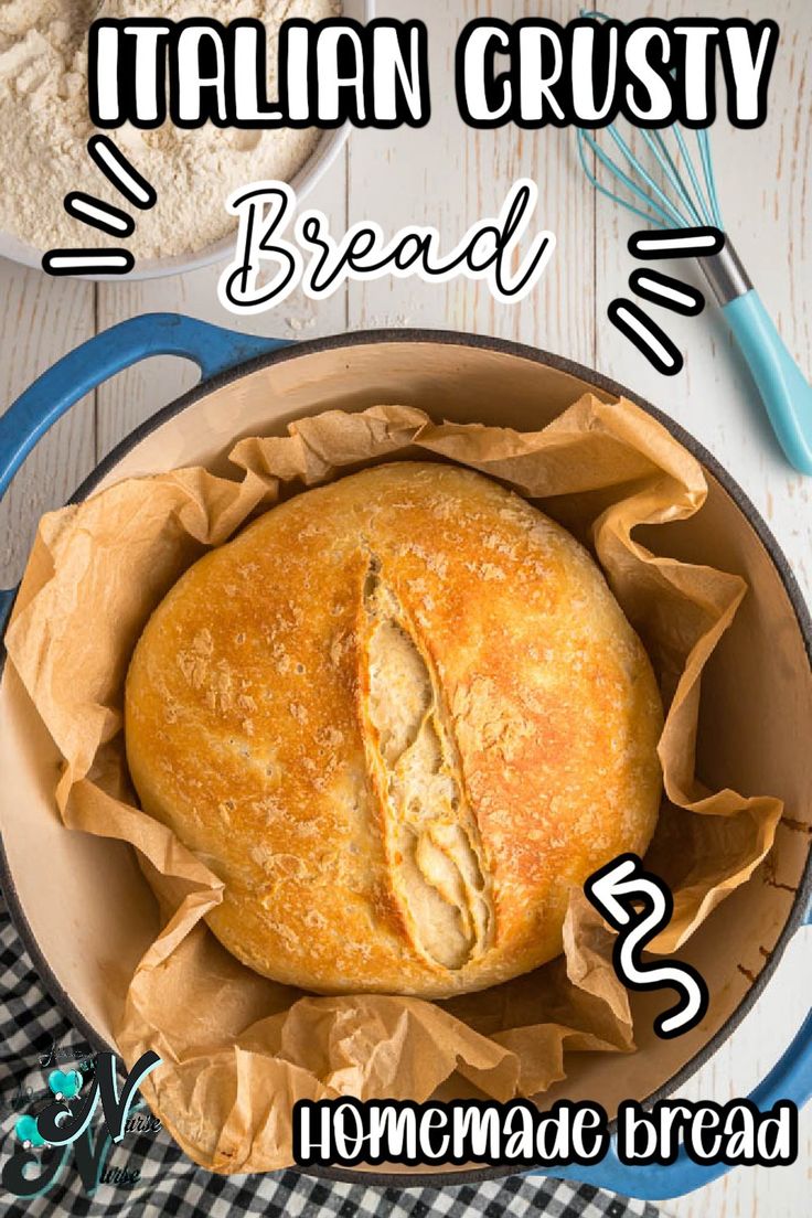 an image of bread in a pan with the words italian grasty bread on it