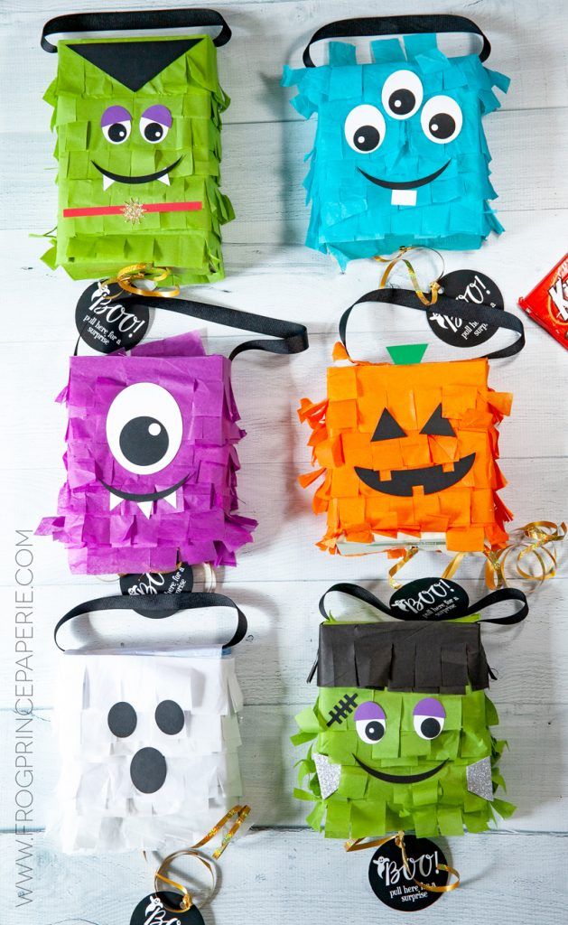 halloween treat bags made with tissue paper and googly eyes