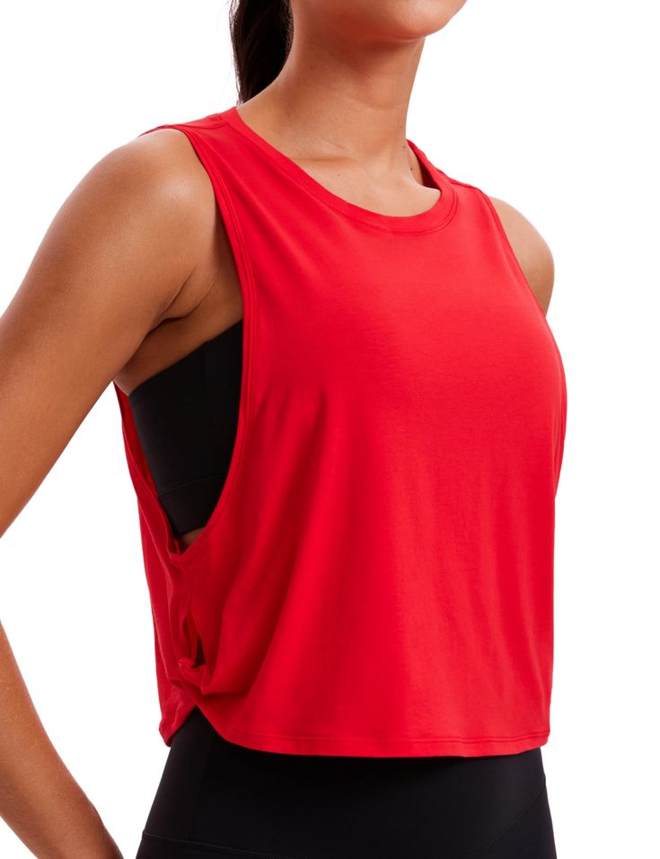 PRICES MAY VARY. Designed for low-impact workouts or daily wear. Super soft, skin-friendly and lightweight fabric keeps you comfortable. Loose fit, crop length. Round neck with knotted side details for a cute fashion look. Sleeveless workout clothes with roomy arm hole for free movement. Ideal for layering over your sports bra, offering a flattering yet modest look. Pima Cotton collection is super soft and feels great against your skin, aiming to offer a comfortable feeling to you. Loose Pima cotton tank top allows you to move freely in full range of motion during workout. The side-knotted design is stylish and cute.
 
 Feature & Fitting:

 Pima cotton collection

 Design for low-impact workouts or daily wear

 Side-knotted design

 Loose fit, cropped length
 
 Fabric:

 Super soft and ski Crz Yoga, Sport Top, Workout Crop Top, Loose Fitting Tops, Running Tops, Cotton Tank Top, Workout Tanks, Workout Tank Tops, Yoga Women