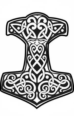 The Mjolnir ("The Thor's Hammer") is the legendary weapon of the Norse thunder god,.Its stylized form is an ancient symbol of strenght, often worn as a tattoo or amulet of protection. Thor Hammer Tattoo, Hammer Drawing, Mjolnir Tattoo, Hammer Tattoo, Jack Tattoo, Arte Viking, Norse Design, Art Viking, Rune Viking