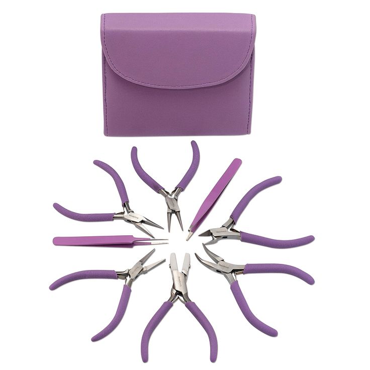 a purple case with six pairs of scissors in it and the other set is open