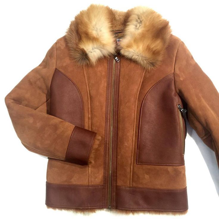 Jakewood Tobacco Red Fox Collar Shearling Luxury Brown Fur Coat, Classic Brown Fur Coat With Faux Fur Trim, Luxury Brown Leather Fur Coat, Future Wardrobe, Red Fox, Exclusive Fashion, Shearling Jacket, Jackets Online, Christmas Sale