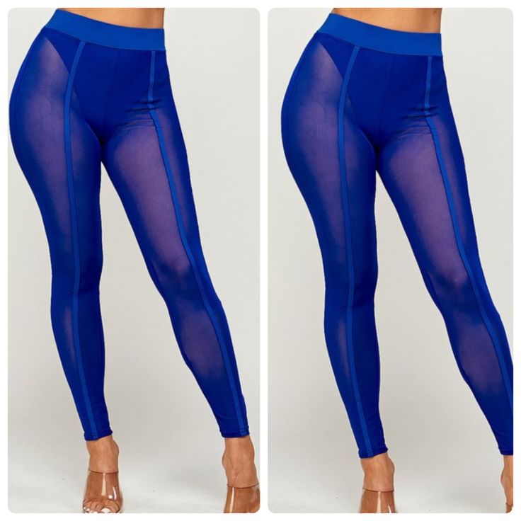 Sheer. Fashion tights. Stretchy. Allow 2-5 business days for delivery Sheer High Stretch Bottoms For Party, High Stretch Sheer Bottoms For Party, Stretch High-cut Leggings For Night Out, High-cut Leg Stretch Leggings For Night Out, Sheer High Stretch Party Bottoms, Chic Blue Stretch Leggings, Trendy High Stretch Blue Pants, Thigh-high Compression Bottoms For Night Out, Spring Blue Compression Leggings