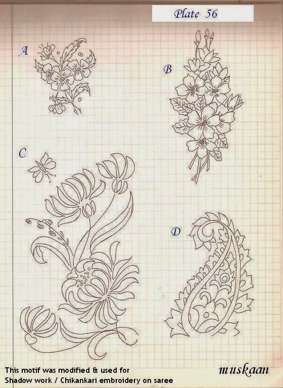 four different designs are shown on a sheet of paper